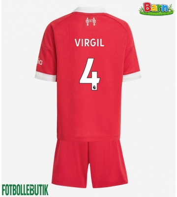 Liverpool Virgil van Dijk #4 Hemmaställ Barn 2025-26 Kortärmad (+ Korta byxor)